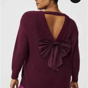 Burgundy Sweater with Back Bow Detail